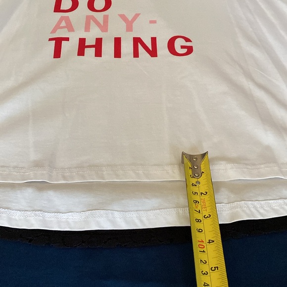 NWT GABBY ISABELLA “Girls Can Do Anything” Top with Black Lace Layer & Studs M - Picture 15 of 16